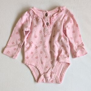 child of mine floral henley ruffle long sleeve bodysuit pink 0-3 months baby